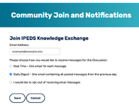 Figure 2. Community Join and Notifications screen
